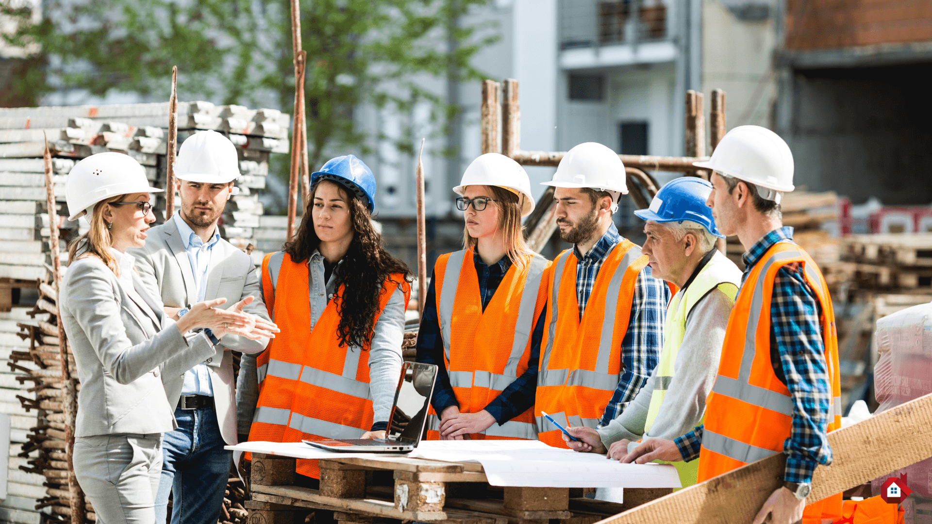 entrepreneur en construction parlant sur un chantier&nbsp;