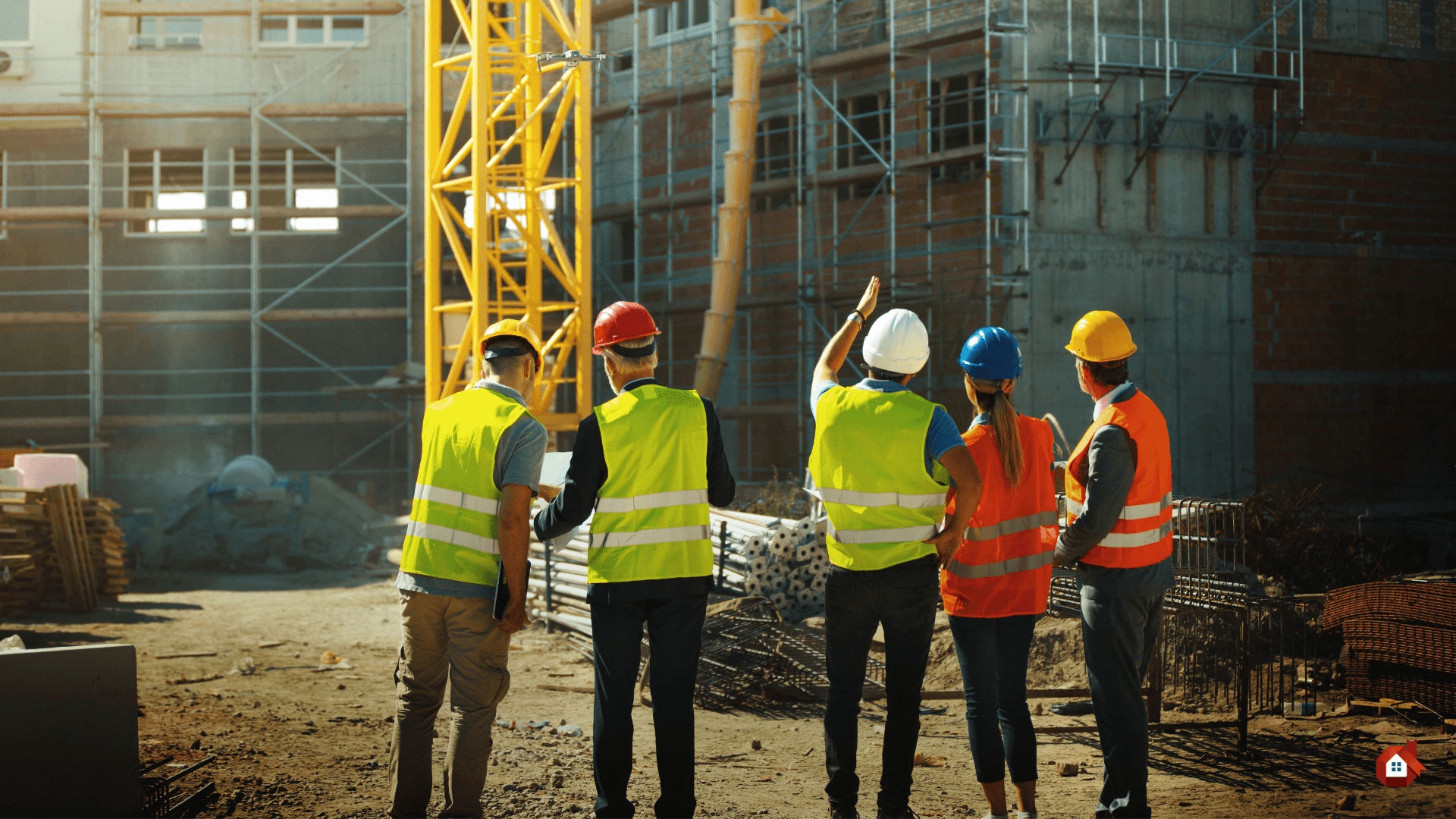 entrepreneur en construction parlant sur un chantier&nbsp;